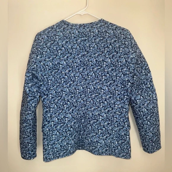 J. Crew Blue Floral Quilted Jacket Women’s Size 00 Cottagecore Button Front - Picture 3 of 8